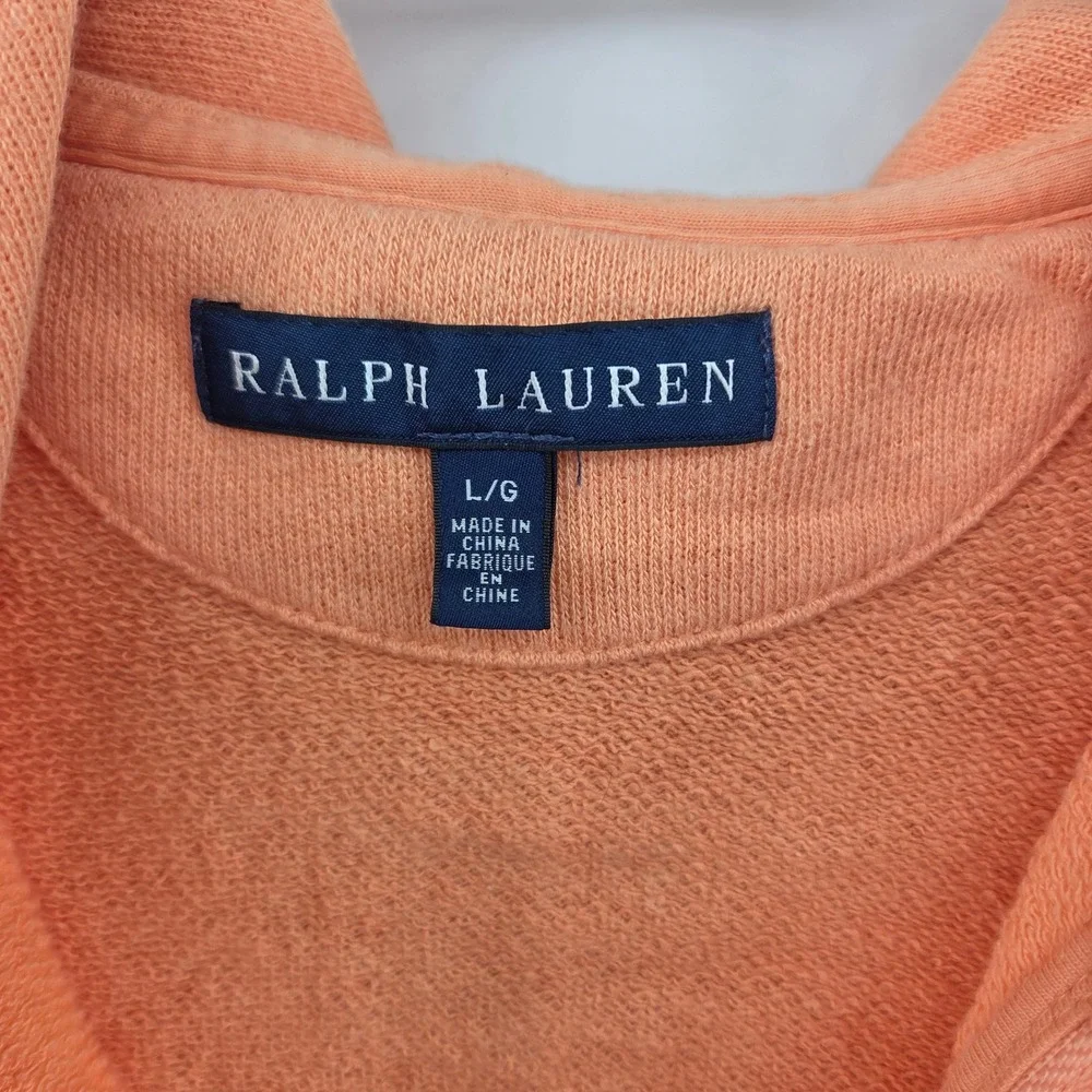 Ralph Lauren Zip Hoodie Large Orange Kids Lightweight Preppy‎ Sporty Casual